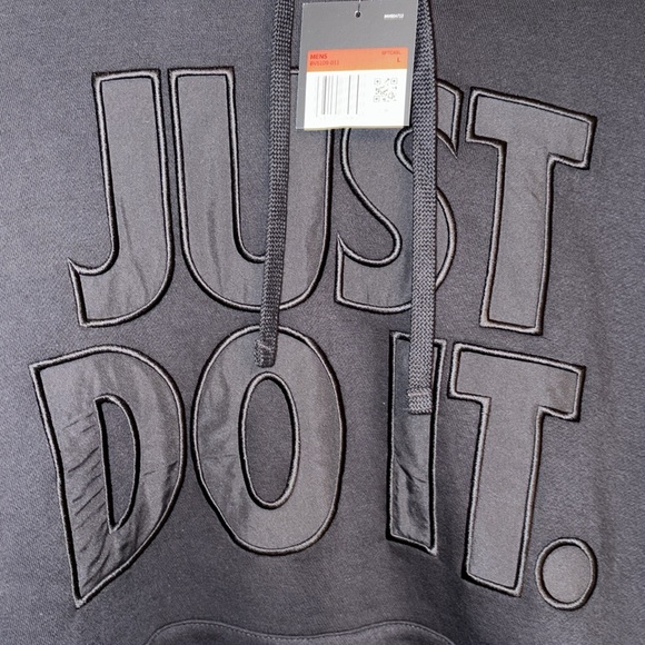 Nike Just Do It stitched hoodie new tags men large black - Picture 2 of 7